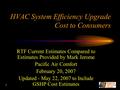 1 HVAC System Efficiency Upgrade Cost to Consumers RTF Current Estimates Compared to Estimates Provided by Mark Jerome Pacific Air Comfort February 20,