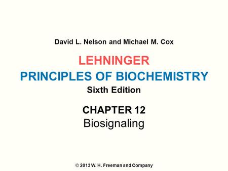 LEHNINGER PRINCIPLES OF BIOCHEMISTRY