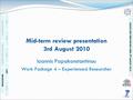 WP1 WP2 WP3 WP4 WP5 COORDINATOR WORK PACKAGE LDR RESEARCHER ACEOLE MID TERM REVIEW CERN 3 RD AUGUST 2010 Mid-term review presentation 3rd August 2010 Ioannis.