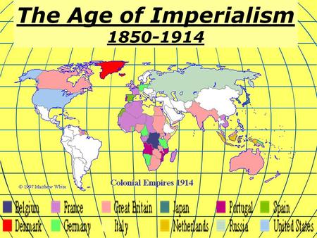 The Age of Imperialism 1850-1914. What is Imperialism? Imperialism is the domination by one country of the political, economic, or social life of another.