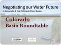 Negotiating our Water Future in Colorado & the Colorado River Basin Colorado Basin Roundtable.