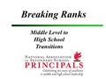 Breaking Ranks Middle Level to High School Transitions.