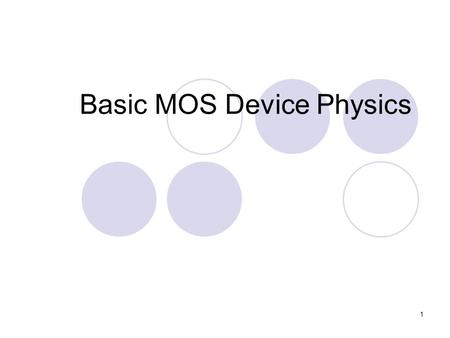 1 Basic MOS Device Physics. 2 Why Analog Circuits? DSP algorithms were predicted to replace all analog blocks with the flexibility in silicon implementation.