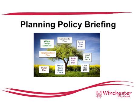 Planning Policy Briefing Community Plan Local Plan Part 1 South East Plan Local Plan Part 2 Local Plan 2006 Village Design Statement Neighbourhood Plan.