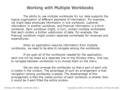 Working with Multiple Workbooks Working with multiple workbooks, Slide 1Copyright © 2004, Jim Schwab, University of Texas at Austin The ability to use.