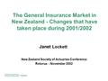 Melville Jessup Weaver A Towers Perrin/Tillinghast Affiliate The General Insurance Market in New Zealand - Changes that have taken place during 2001/2002.