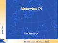 EC-GIS, Lyon, 28-30 June 2000 1 Meta data Meta what !?! Tim Hancock.