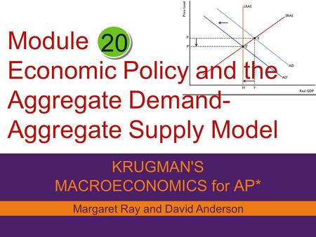 Module Economic Policy and the Aggregate Demand- Aggregate Supply Model odel KRUGMAN'S MACROECONOMICS for AP* 20 Margaret Ray and David Anderson.