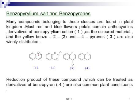 Benzopyrylium salt and Benzopyrones