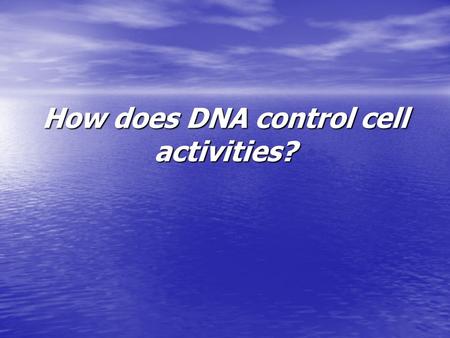 How does DNA control cell activities?. Protein Production The sequence of nucleotides in DNA contains instructions for producing proteins. The sequence.