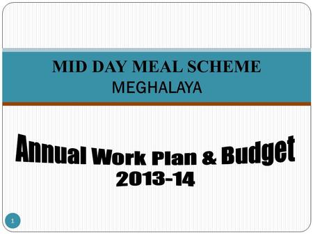 1 MID DAY MEAL SCHEME MEGHALAYA. State Profile NUMBER OF SCHOOLS 2 Source: O/O Sub-Divisional School Education Officer As on 31-12-2012 S.NODistricts.