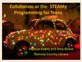 Collaborate or Die: STEAMy Programming for Teens Marcus Lowry and Amy Boese Ramsey County Library.