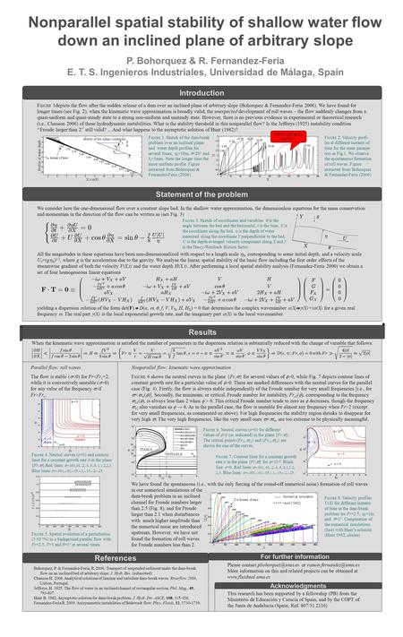 Nonparallel spatial stability of shallow water flow down an inclined plane of arbitrary slope P. Bohorquez & R. Fernandez-Feria E. T. S. Ingenieros Industriales,