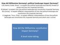 How did Wilhemine Germany’s political landscape impact Germany? C/B (Hamid, Guled, Roua) – to explain the political landscape and identify threads of power.