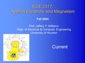 Prof. Jeffery T. Williams Dept. of Electrical & Computer Engineering University of Houston Fall 2004 Current ECE 2317: Applied Electricity and Magnetism.