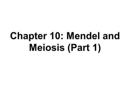 Chapter 10: Mendel and Meiosis (Part 1). 1. In the mid- nineteenth century, Gregor Mendel, an Austrian monk, carried out important studies of heredity.