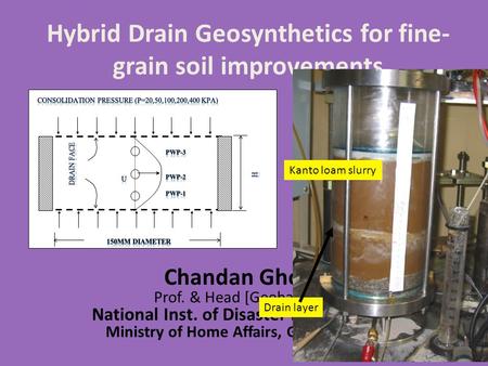 Hybrid Drain Geosynthetics for fine- grain soil improvements Chandan Ghosh Prof. & Head [Geohazards] National Inst. of Disaster Management Ministry of.