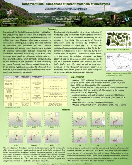 Unconventional component of parent materials of moldavites Jiří MIZERA, Zdeněk ŘANDA, Jan KAMENÍK Nuclear Physics Institute, Academy of Sciences of the.