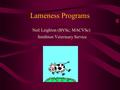 Lameness Programs Neil Leighton (BVSc; MACVSc) Smithton Veterinary Service.