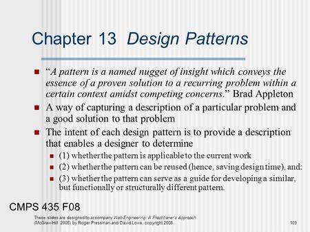 CMPS 435 F08 These slides are designed to accompany Web Engineering: A Practitioner’s Approach (McGraw-Hill 2008) by Roger Pressman and David Lowe, copyright.