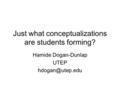 Just what conceptualizations are students forming? Hamide Dogan-Dunlap UTEP