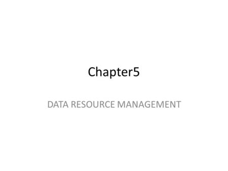 DATA RESOURCE MANAGEMENT