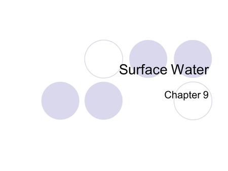 Surface Water Chapter 9. Surface water movement: Water Cycle Earths water supply is constantly recycled WRITE WRITE.