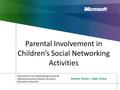 Parental Involvement in Children’s Social Networking Activities.