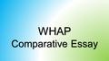 WHAP Comparative Essay. Part C (Suggested planning and writing time – 35 minutes) Percent of Section score – 33 1/3 Directions: You are to answer the.