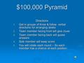 $100,000 Pyramid Directions 1. Get in groups of three & follow verbal directions for arranging desks 2. Team member facing front will give clues 3. Team.