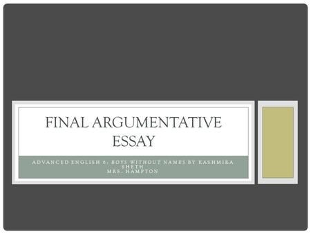 Final Argumentative Essay