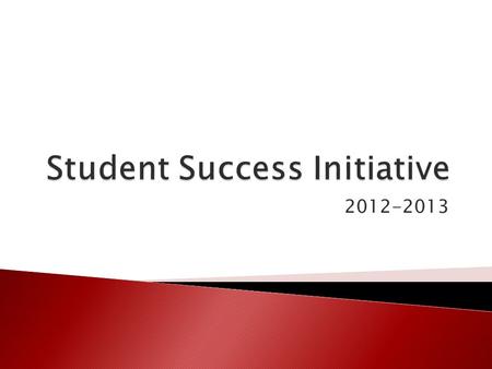 2012-2013.  This presentation does NOT replace reading the Updated for 2012- 2013 Student Success Initiative Manual.