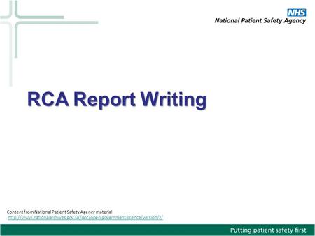 RCA Report Writing.