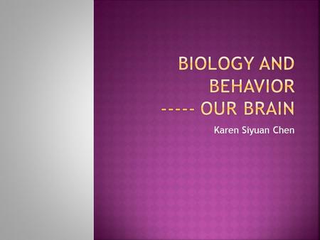 Karen Siyuan Chen.  Connect the brain and the peripheral nervous system  An extension of the brain, protected by bone and spinal fluid  Can act.