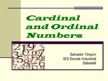 Cardinal and Ordinal Numbers