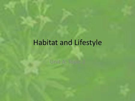 Habitat and Lifestyle Unit A: Topic 2. Interdependence Each species relies on many other species in its environment No species can survive by itself Example: