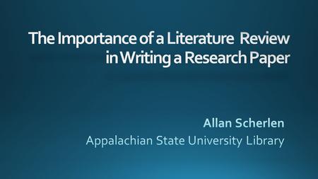 My Paper We build on knowledge that came before us Research is the foundation of a good scholarly paper.