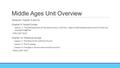 Middle Ages Unit Overview Textbook: Chapter 9 and 10 Chapter 9: Feudal Europe ◦Lesson: 1: The Development of Feudalism and p. 310-311, need to define Nationalism.