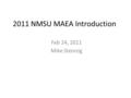 2011 NMSU MAEA Introduction Feb 24, 2011 Mike Steinzig.