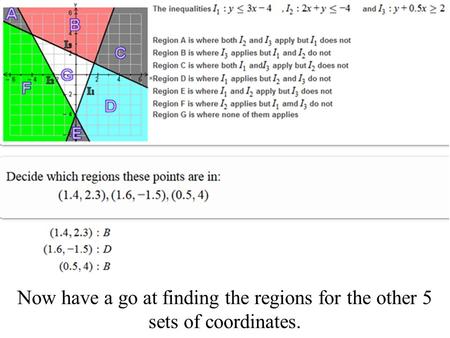 Now have a go at finding the regions for the other 5 sets of coordinates.