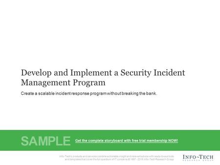 Info-Tech Research Group1 1 Info-Tech Research Group, Inc. Is a global leader in providing IT research and advice. Info-Tech’s products and services combine.