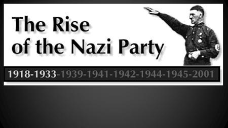 1.The Treaty of Versailles 2.The depression 3.Background to the Nazi Party 4.Anti-Semitism and the Master Race 5.Growth of membership 6.Munich Putsch.