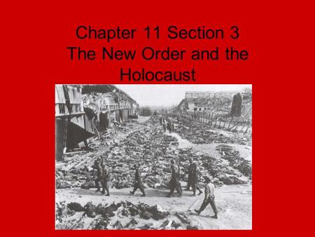 Chapter 11 Section 3 The New Order and the Holocaust.