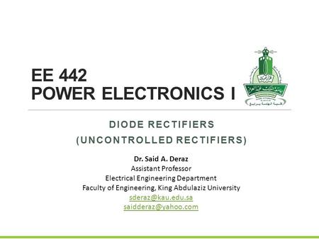 Diode rectifiers (uncontrolled rectifiers)