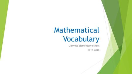 Mathematical Vocabulary