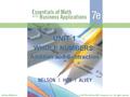 UNIT 1 WHOLE NUMBERS: Addition and Subtraction WHOLE NUMBERS: Addition and Subtraction McGraw-Hill/Irwin© 2007 The McGraw-Hill Companies, Inc. All rights.