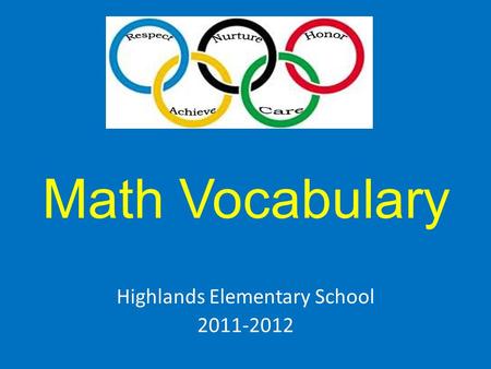 Math Vocabulary Highlands Elementary School 2011-2012.