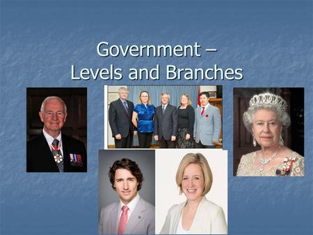 Government – Levels and Branches. Each Level of Government has: An Executive Branch – role? An Executive Branch – role? A Legislative Branch – role? A.