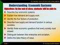 © Thomson/South-Western ECONOMIC EDUCATION FOR CONSUMERS Slide 1 Understanding Economic Systems Objectives: By the end of class, students will be able.