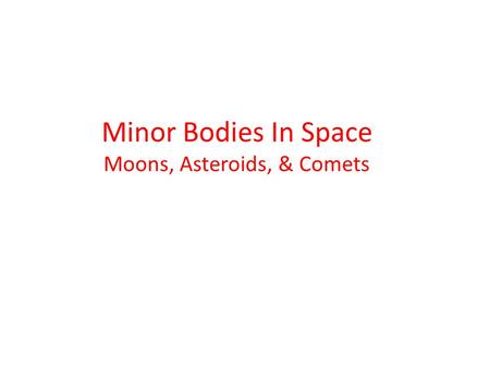 Minor Bodies In Space Moons, Asteroids, & Comets.